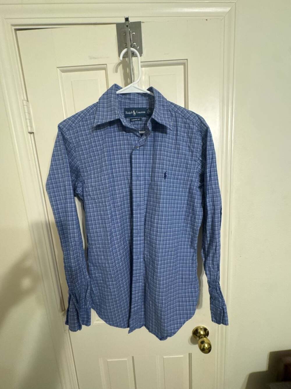 Ralph Lauren Classic Fit Plaid Button-Up Shirt Blue Men's Size S
